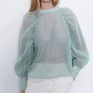 Zara Sheer Light Green Blouse